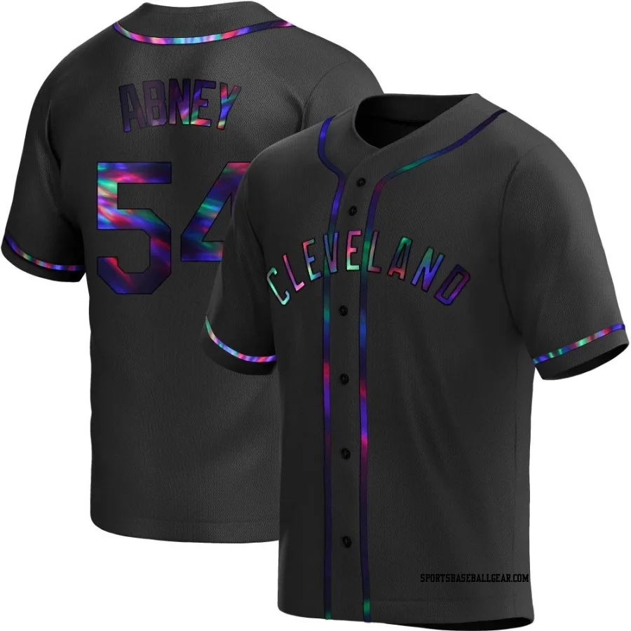 Alaska Abney Men's Cleveland Guardians Black Holographic Replica Alternate Jersey