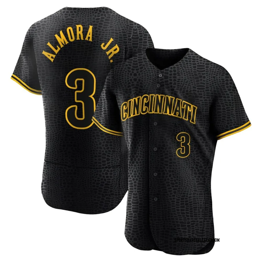 Albert Almora Jr. Men's Cincinnati Reds Black Authentic Snake Skin City Jersey