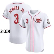 Albert Almora Jr. Men's Cincinnati Reds White Elite Home Patch Jersey