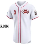 Albert Almora Jr. Men's Cincinnati Reds White Elite Home Patch Jersey