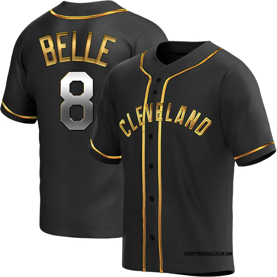 Albert Belle Men's Cleveland Guardians Black Golden Replica Alternate Jersey