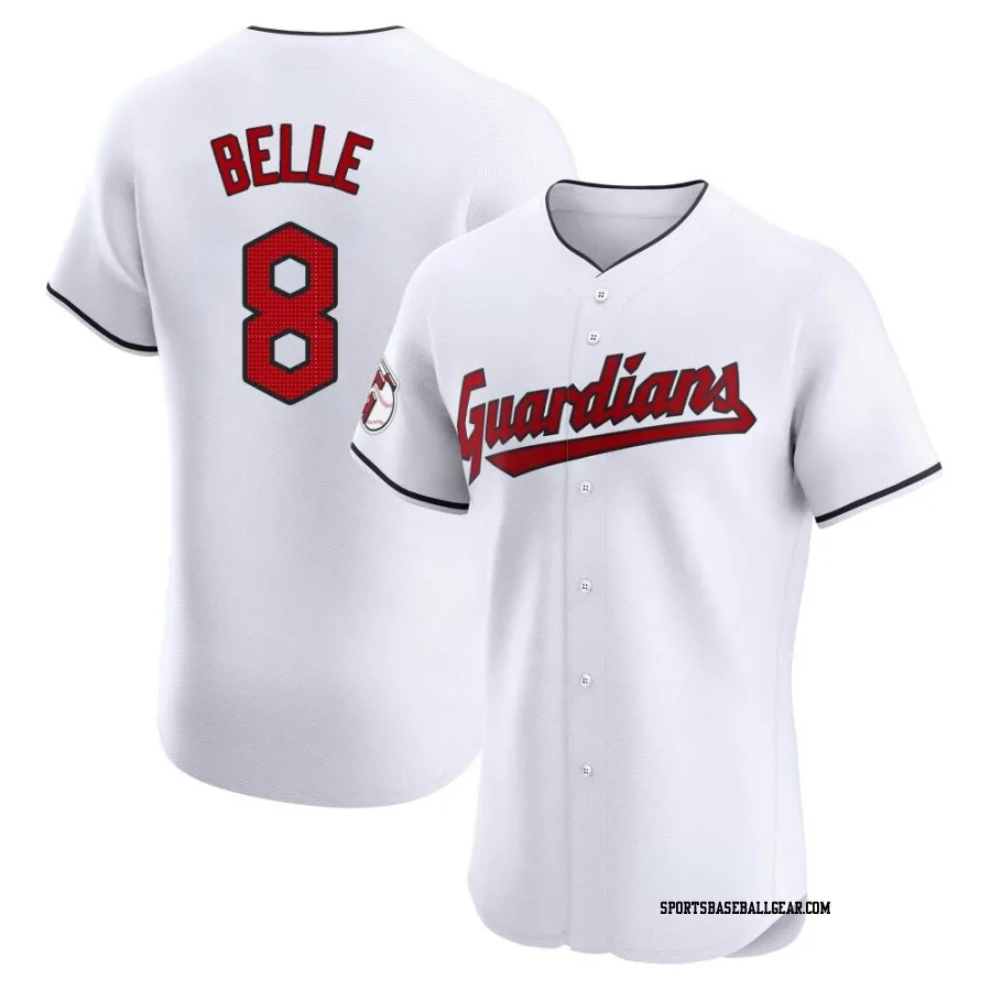 Albert Belle Men's Cleveland Guardians White Elite Home Jersey