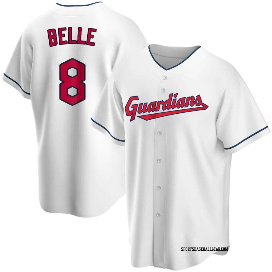 Albert Belle Men's Cleveland Guardians White Replica Home Jersey