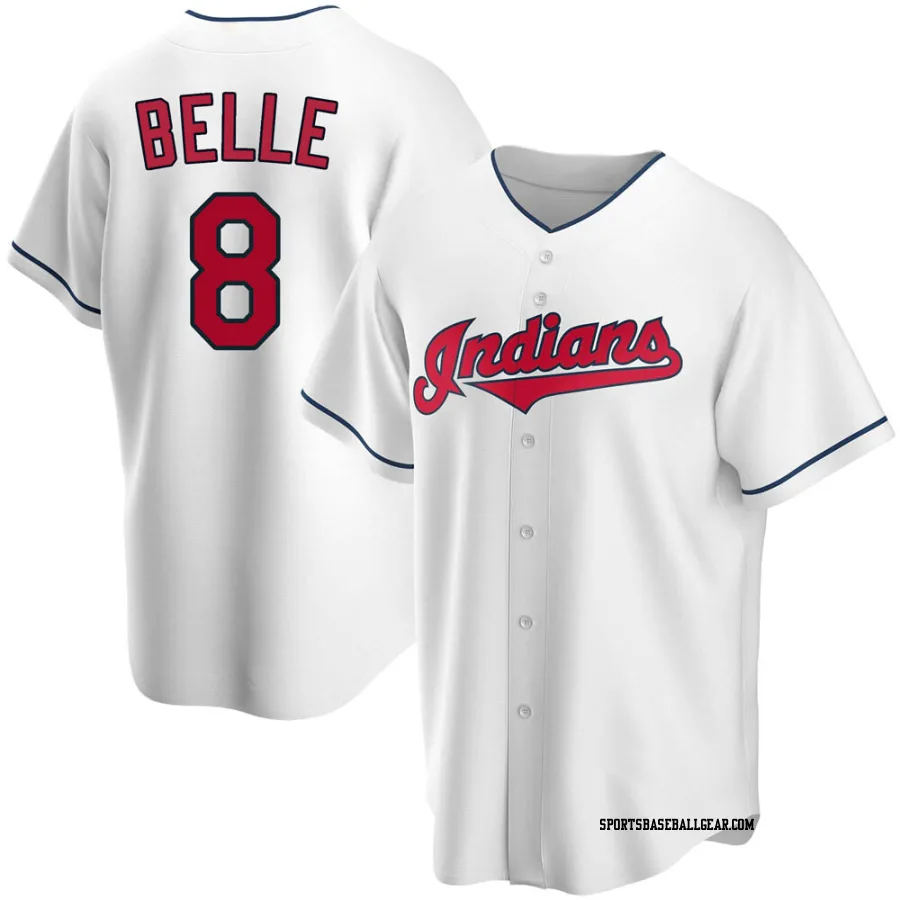 Albert Belle Men's Cleveland Guardians White Replica Home Jersey