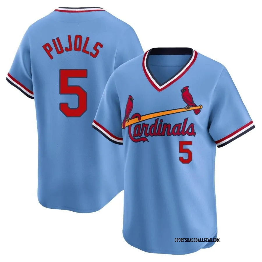 Albert Pujols Men's St. Louis Cardinals Light Blue Limited Cooperstown Collection Jersey