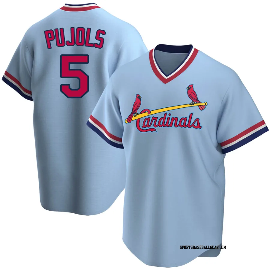 Albert Pujols Men's St. Louis Cardinals Light Blue Replica Road Cooperstown Collection Jersey