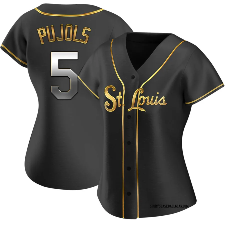 Albert Pujols Women's St. Louis Cardinals Black Golden Replica Alternate Jersey