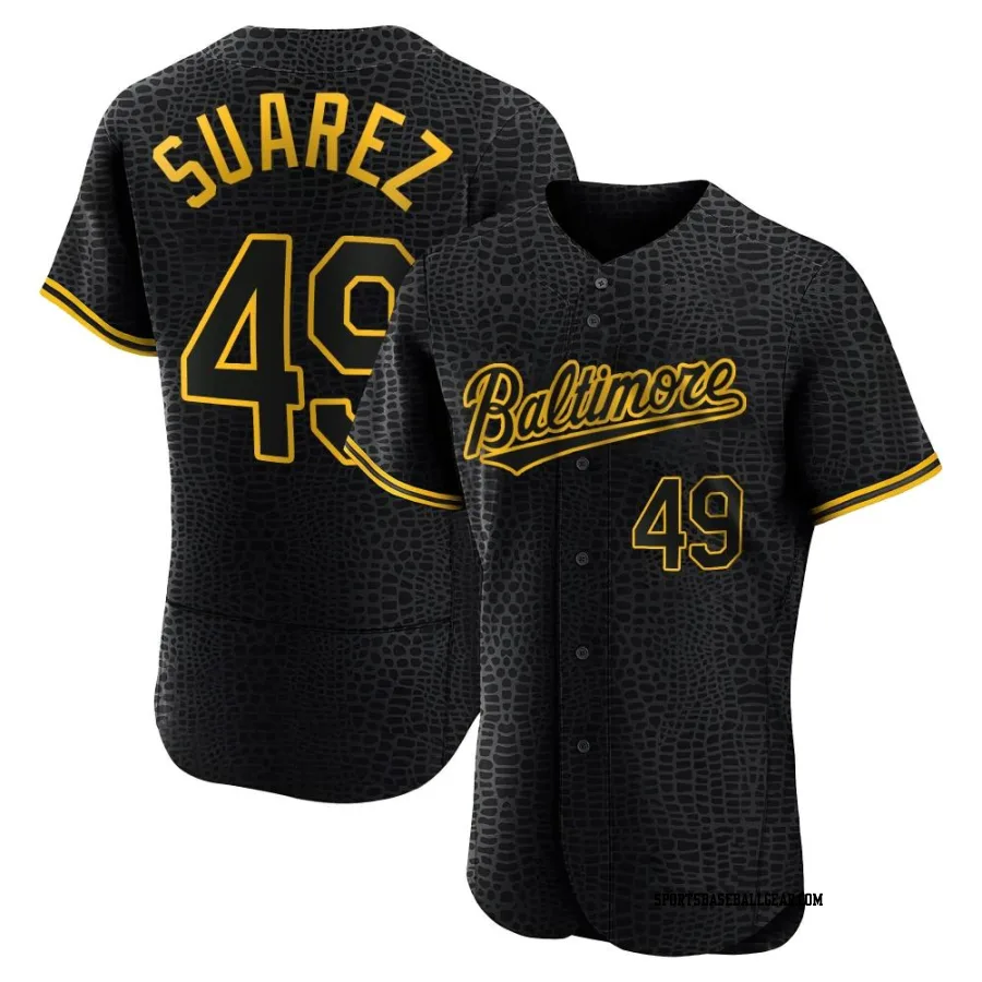 Albert Suarez Men's Baltimore Orioles Black Authentic Snake Skin City Jersey