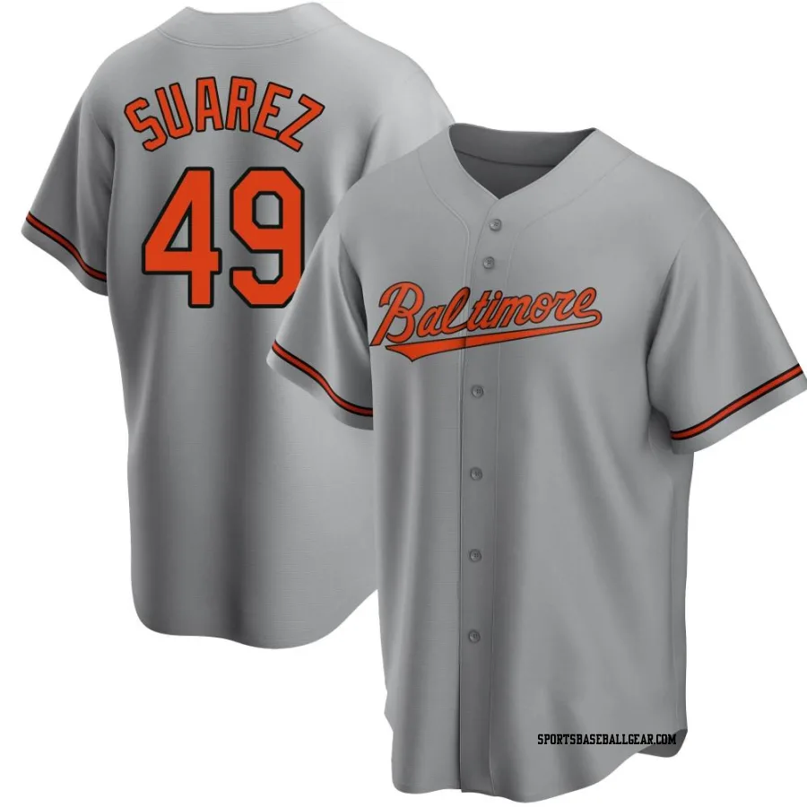 Albert Suarez Men's Baltimore Orioles Gray Replica Road Jersey