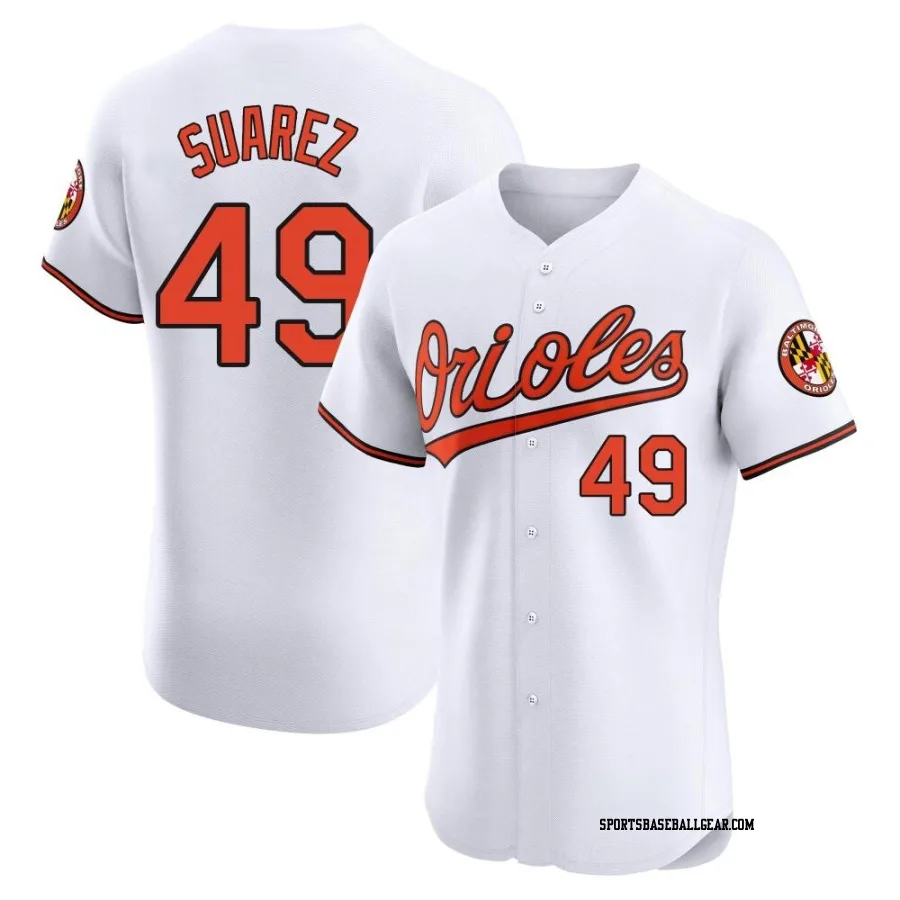 Albert Suarez Men's Baltimore Orioles White Elite Home Jersey