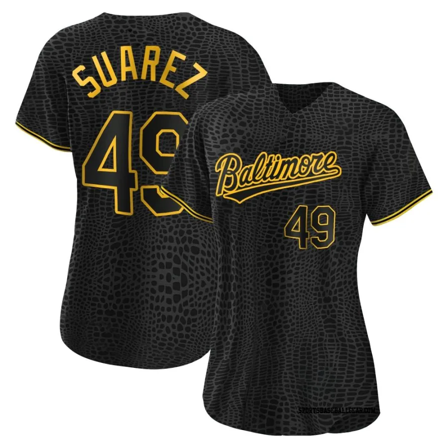 Albert Suarez Women's Baltimore Orioles Black Authentic Snake Skin City Jersey