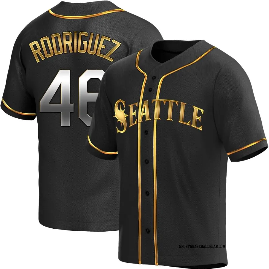 Alberto Rodriguez Men's Seattle Mariners Black Golden Replica Alternate Jersey