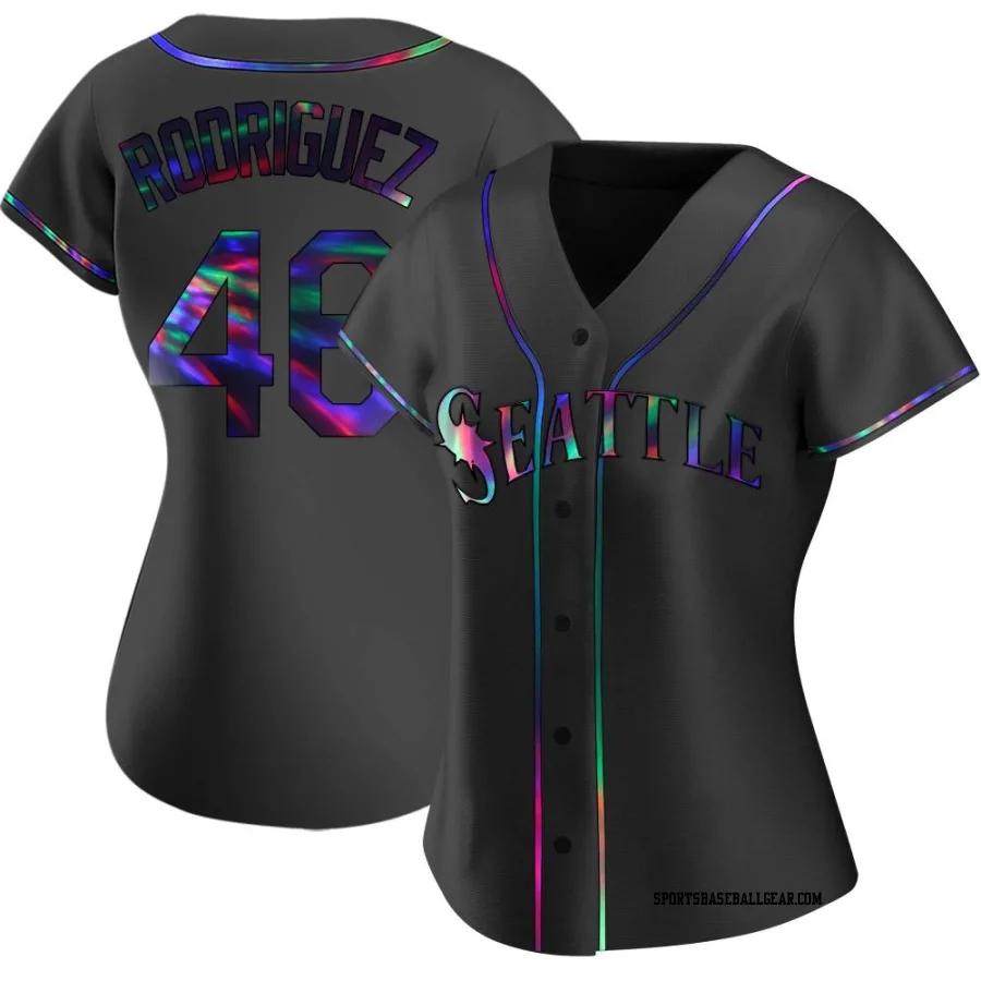 Alberto Rodriguez Women's Seattle Mariners Black Holographic Replica Alternate Jersey