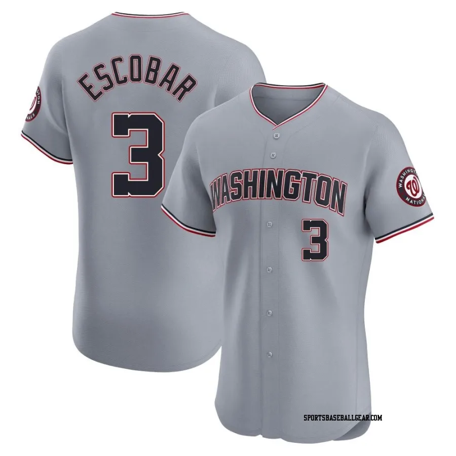 Alcides Escobar Men's Washington Nationals Gray Elite Road Jersey