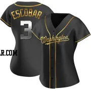 Alcides Escobar Women's Washington Nationals Black Golden Replica Alternate Jersey