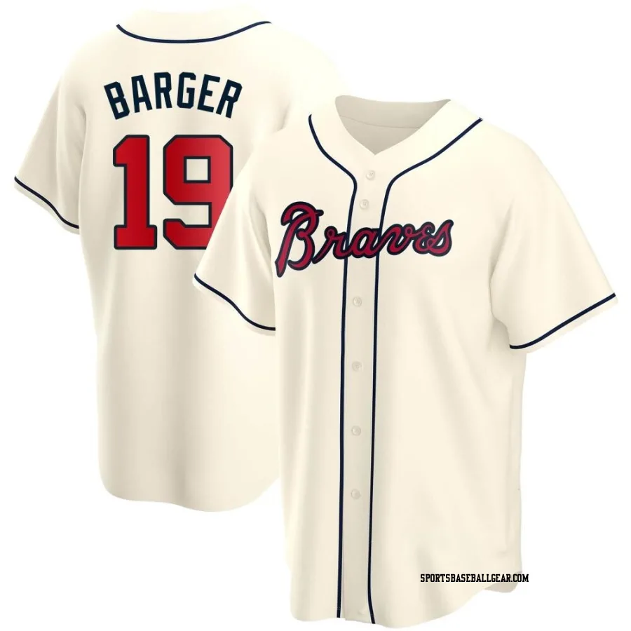 Alec Barger Men's Atlanta Braves Cream Replica Alternate Jersey