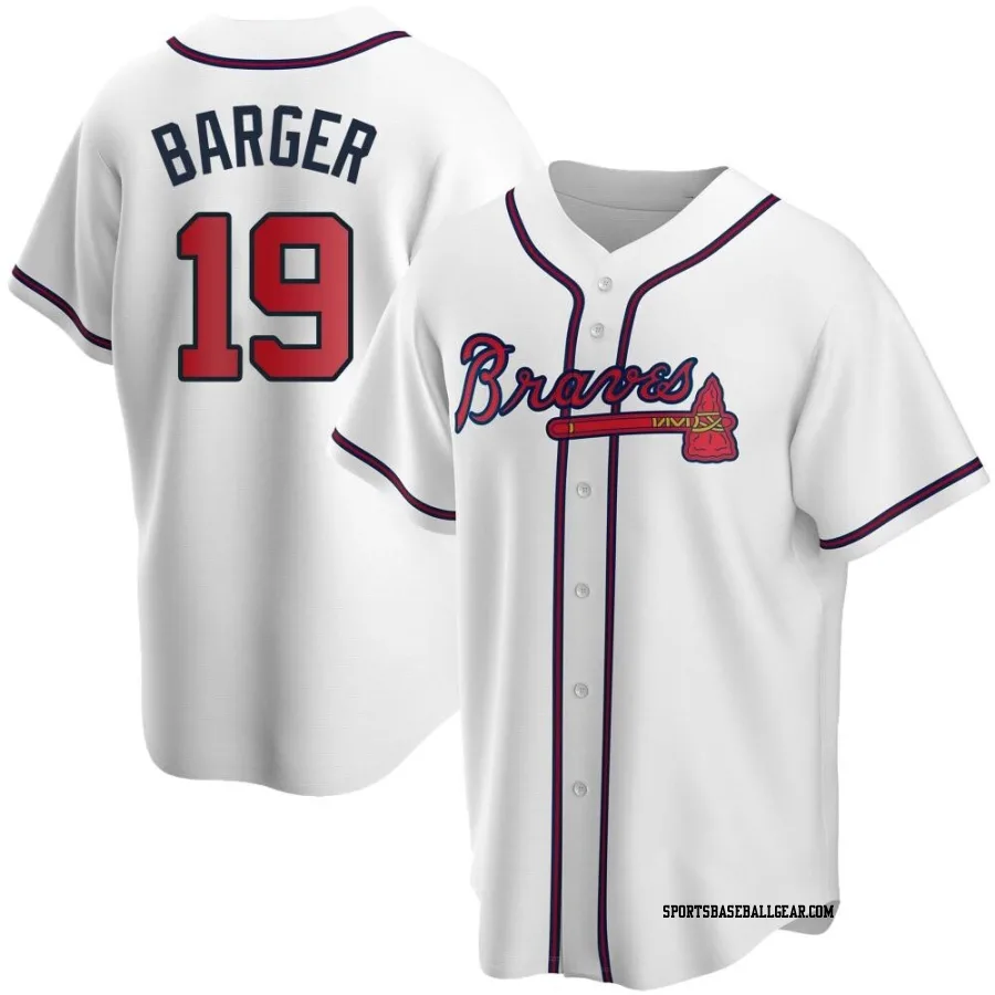 Alec Barger Men's Atlanta Braves White Replica Home Jersey