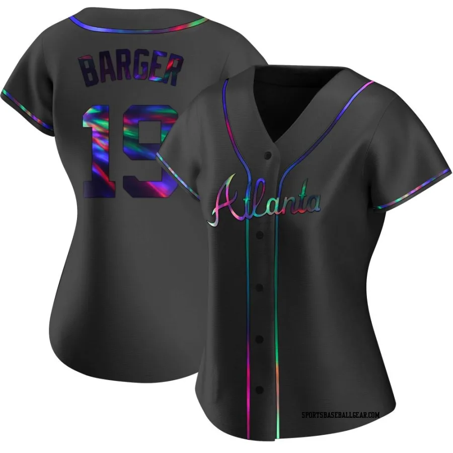 Alec Barger Women's Atlanta Braves Black Holographic Replica Alternate Jersey