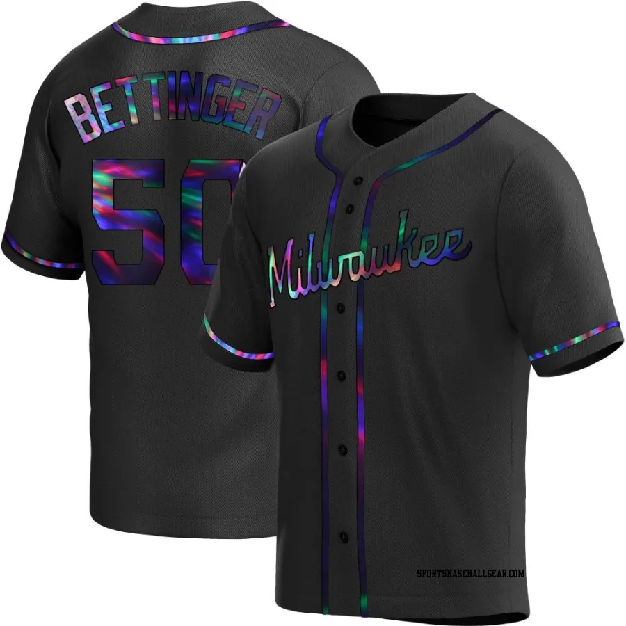 Alec Bettinger Men's Milwaukee Brewers Black Holographic Replica Alternate Jersey