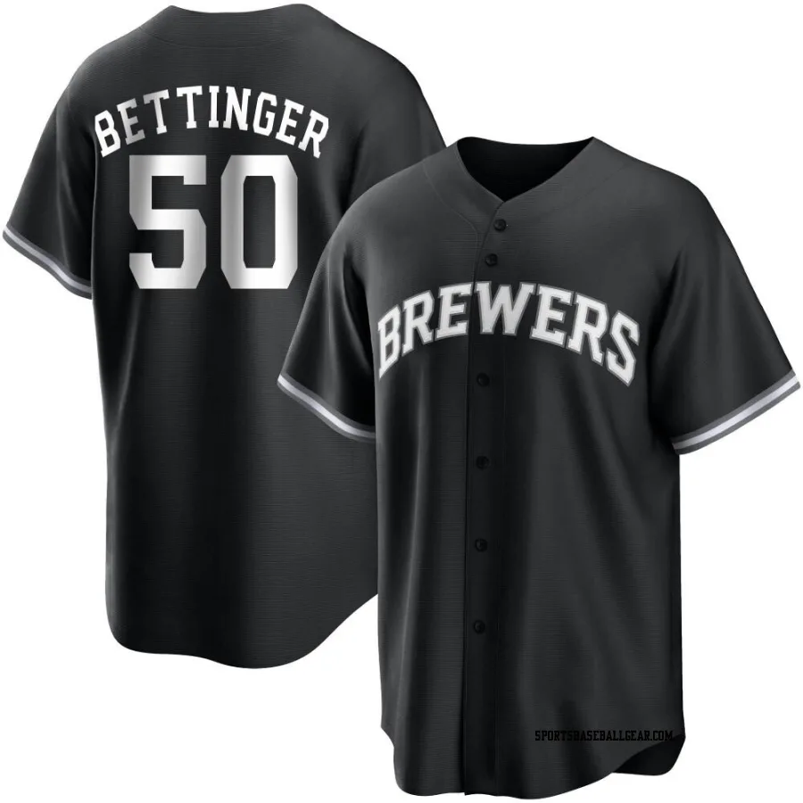 Alec Bettinger Men's Milwaukee Brewers Black/White Replica Jersey