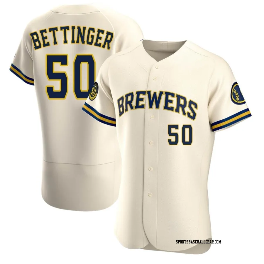 Alec Bettinger Men's Milwaukee Brewers Cream Authentic Home Jersey