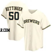 Alec Bettinger Men's Milwaukee Brewers Cream Replica Home Jersey