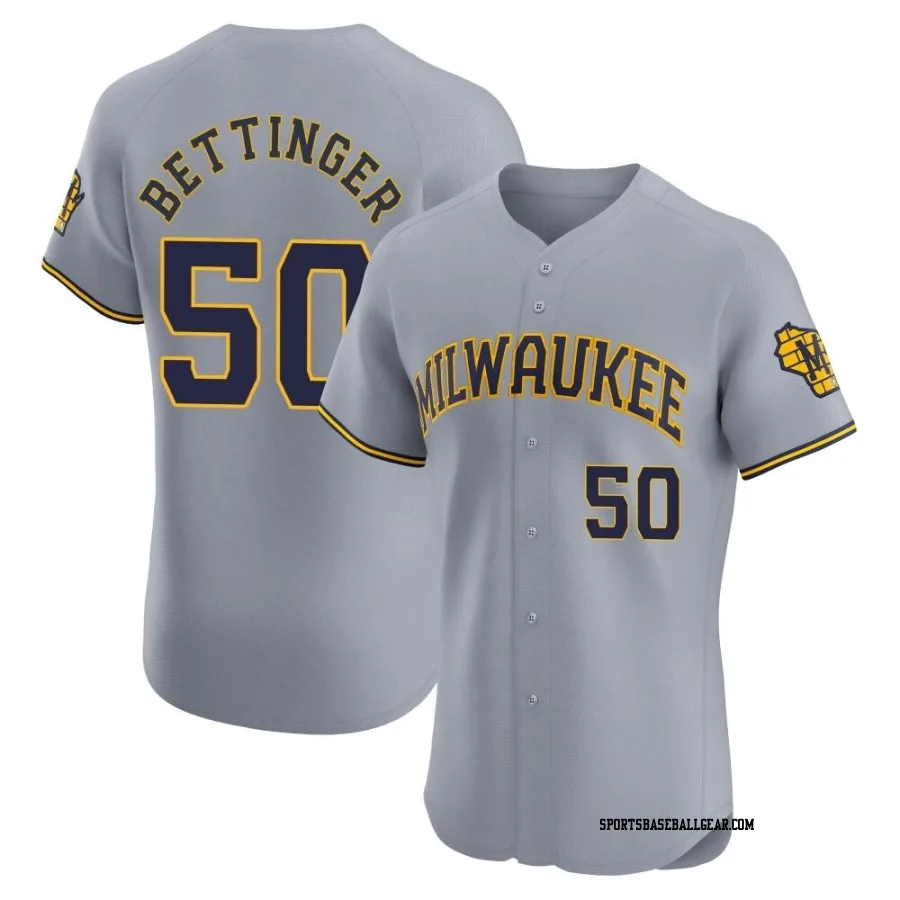 Alec Bettinger Men's Milwaukee Brewers Gray Elite Road Jersey