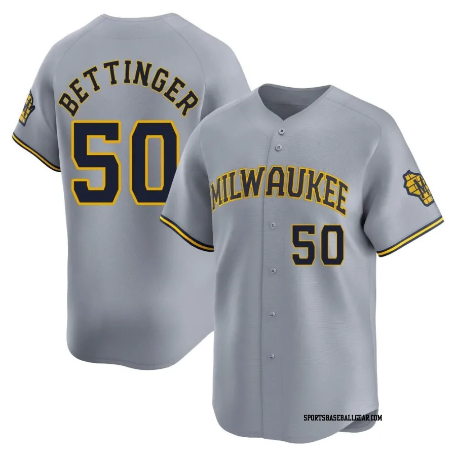 Alec Bettinger Men's Milwaukee Brewers Gray Limited Away Jersey