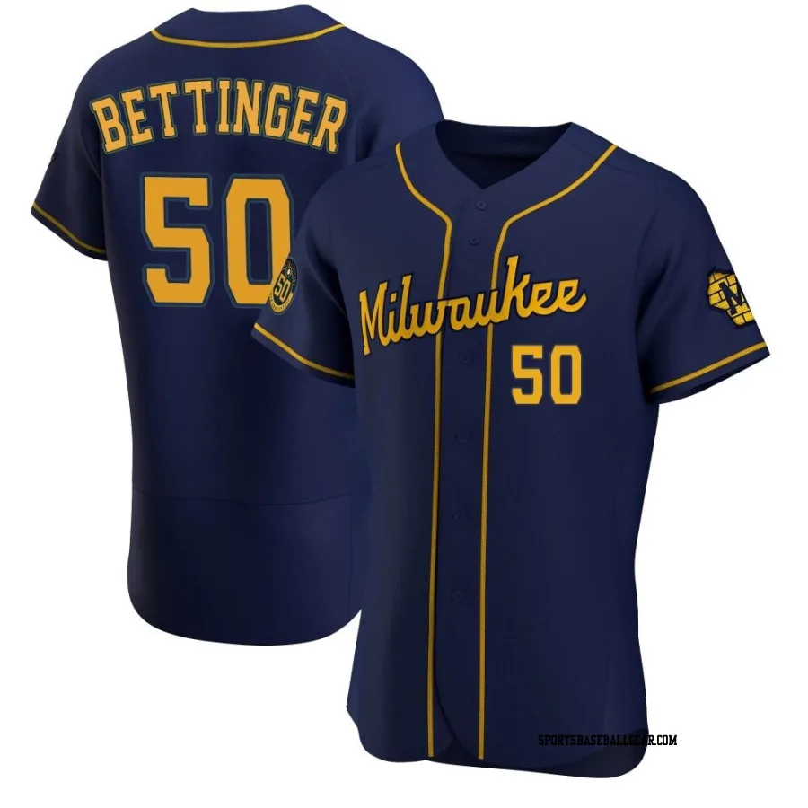 Alec Bettinger Men's Milwaukee Brewers Navy Authentic Alternate Jersey