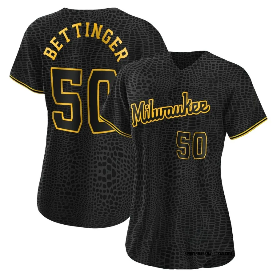 Alec Bettinger Women's Milwaukee Brewers Black Replica Snake Skin City Jersey