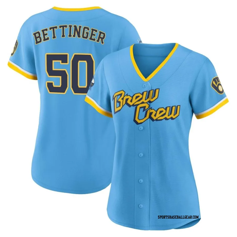 Alec Bettinger Women's Milwaukee Brewers Blue Authentic Powder 2022 City Connect Jersey