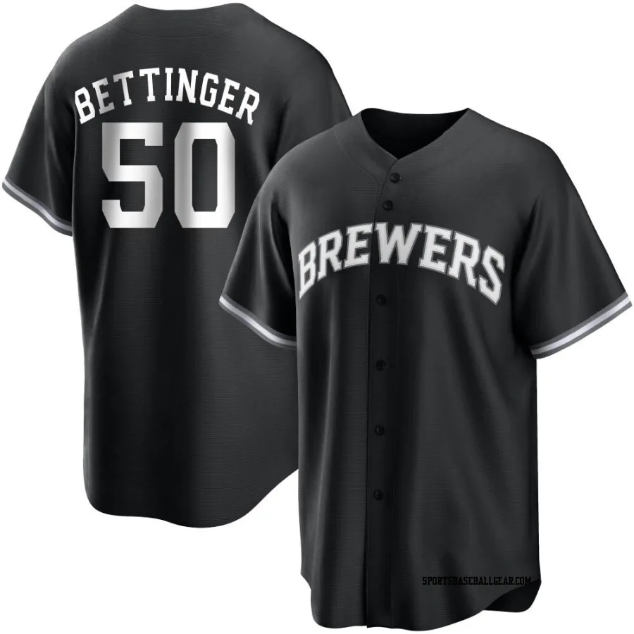 Alec Bettinger Youth Milwaukee Brewers Black/White Replica Jersey