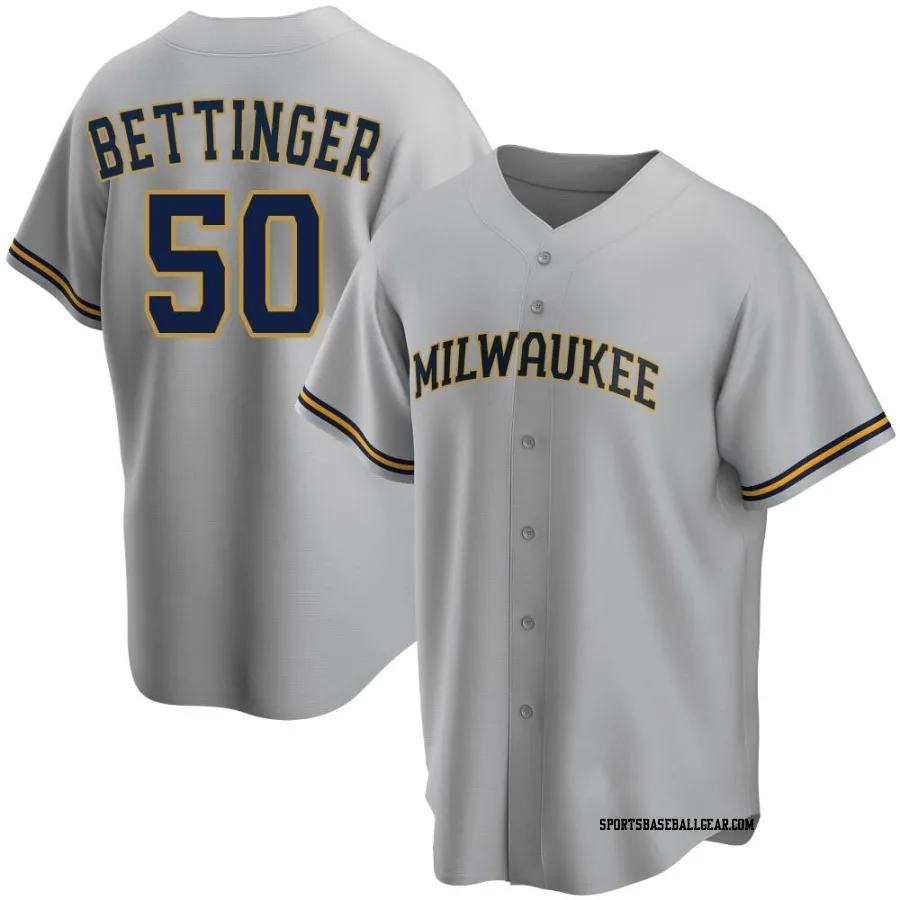 Alec Bettinger Youth Milwaukee Brewers Gray Replica Road Jersey