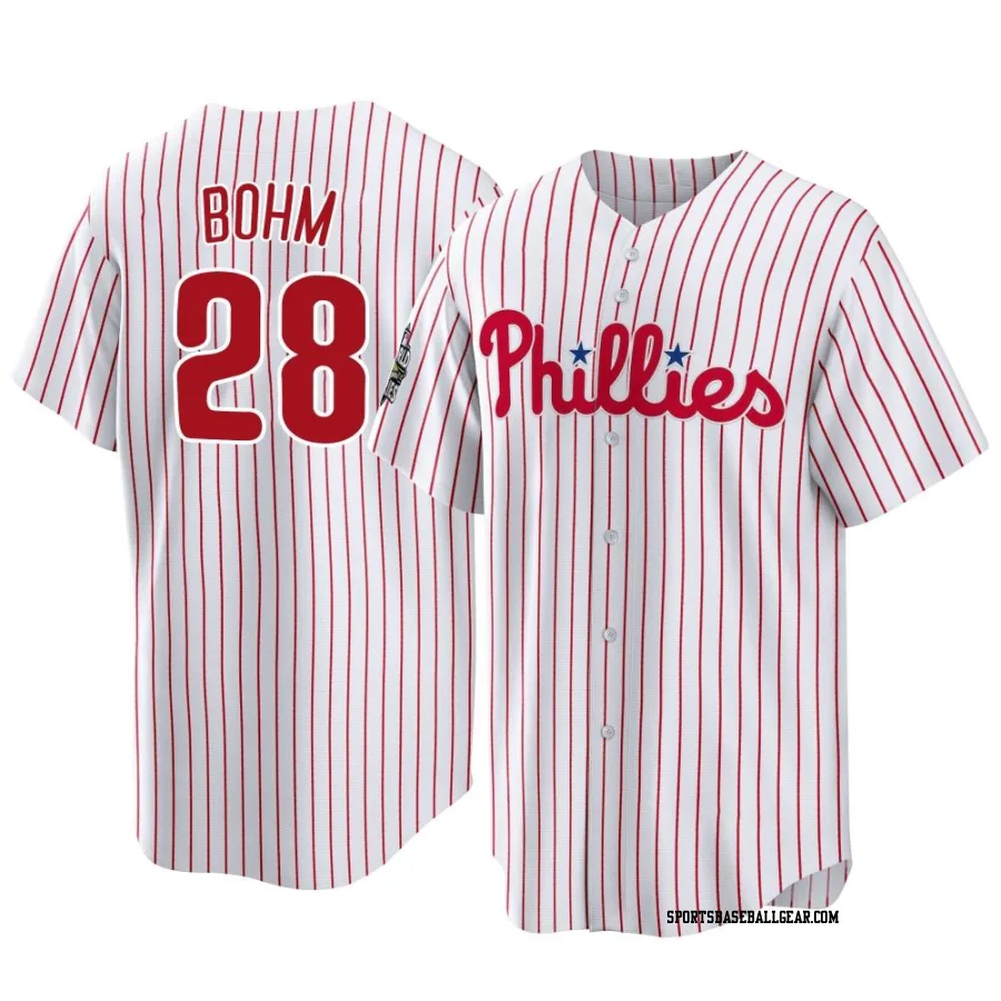 Alec Bohm Men's Philadelphia Phillies White Replica 2022 World Series Home Jersey