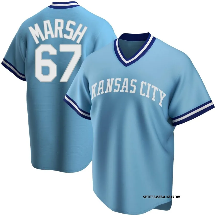 Alec Marsh Men's Kansas City Royals Light Blue Replica Road Cooperstown Collection Jersey