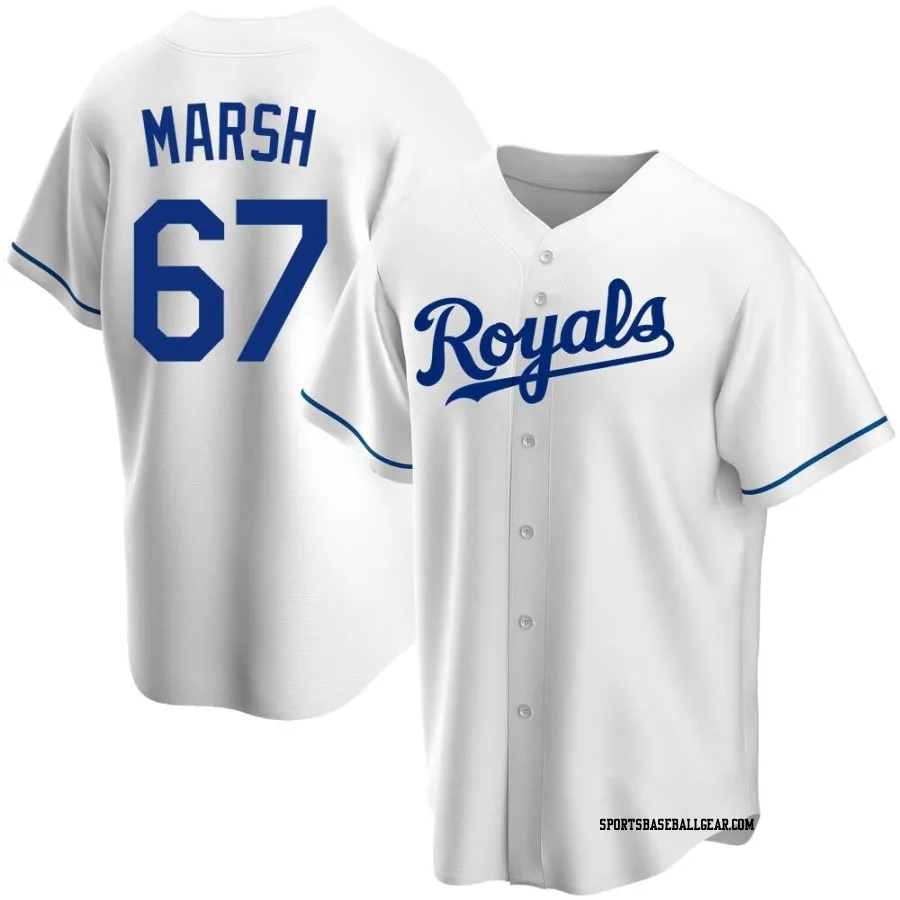 Alec Marsh Men's Kansas City Royals White Replica Home Jersey