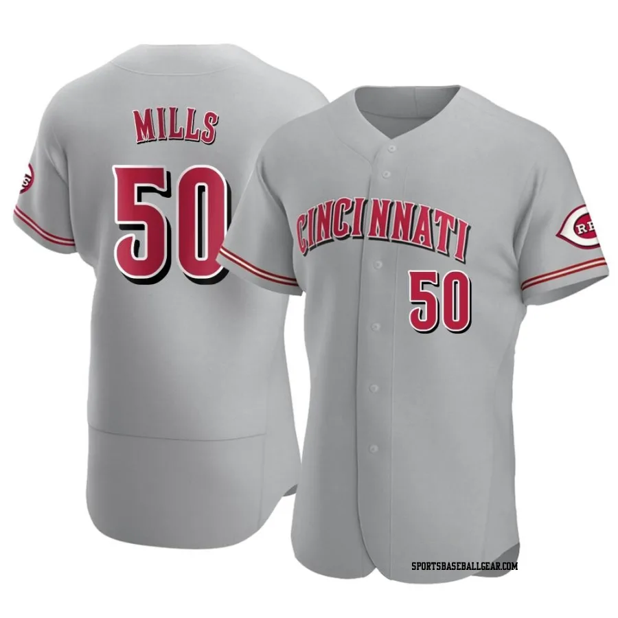 Alec Mills Men's Cincinnati Reds Gray Authentic Road Jersey