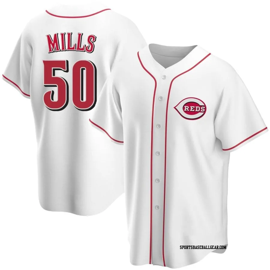 Alec Mills Men's Cincinnati Reds White Replica Home Jersey