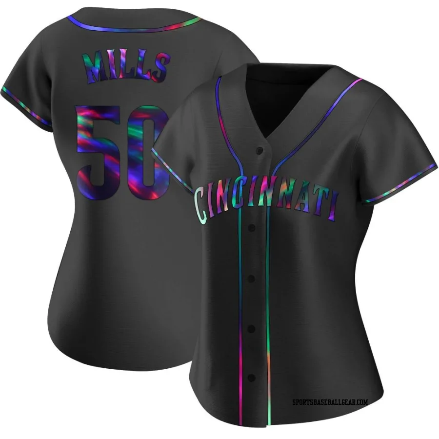 Alec Mills Women's Cincinnati Reds Black Holographic Replica Alternate Jersey