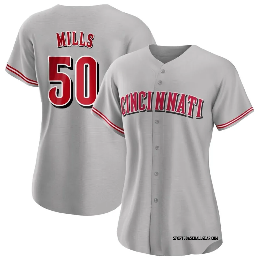 Alec Mills Women's Cincinnati Reds Gray Authentic Road Jersey