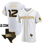 Aledmys Diaz Men's Houston Astros White/Gold Authentic 2023 Space City Ready 2 Reign Flex Base Jersey