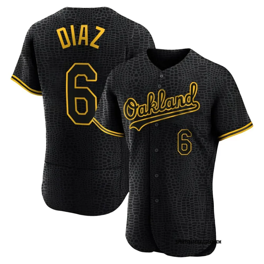 Aledmys Diaz Men's Oakland Athletics Black Authentic Snake Skin City Jersey