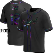 Aledmys Diaz Men's Oakland Athletics Black Holographic Replica Alternate Jersey