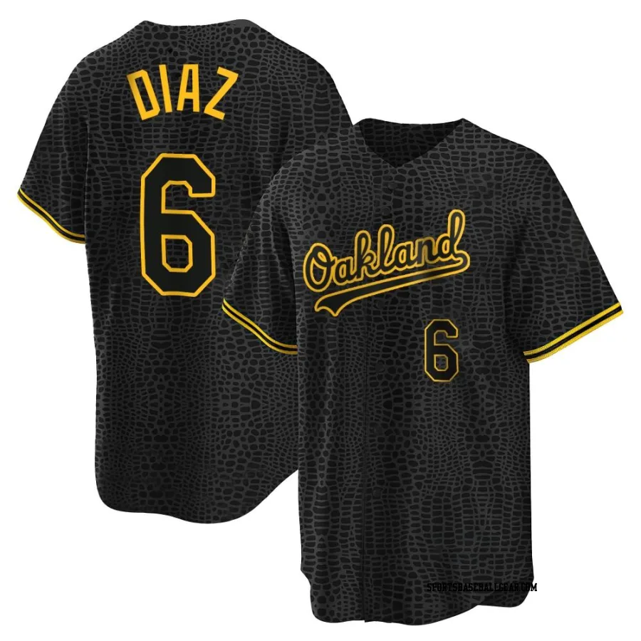 Aledmys Diaz Men's Oakland Athletics Black Replica Snake Skin City Jersey