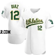 Aledmys Diaz Men's Oakland Athletics White Authentic Home Jersey