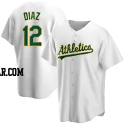 Aledmys Diaz Men's Oakland Athletics White Replica Home Jersey