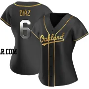 Aledmys Diaz Women's Oakland Athletics Black Golden Replica Alternate Jersey