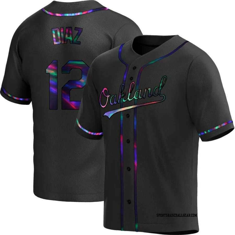 Aledmys Diaz Youth Oakland Athletics Black Holographic Replica Alternate Jersey