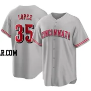 Alejo Lopez Men's Cincinnati Reds Gray Replica Road Jersey