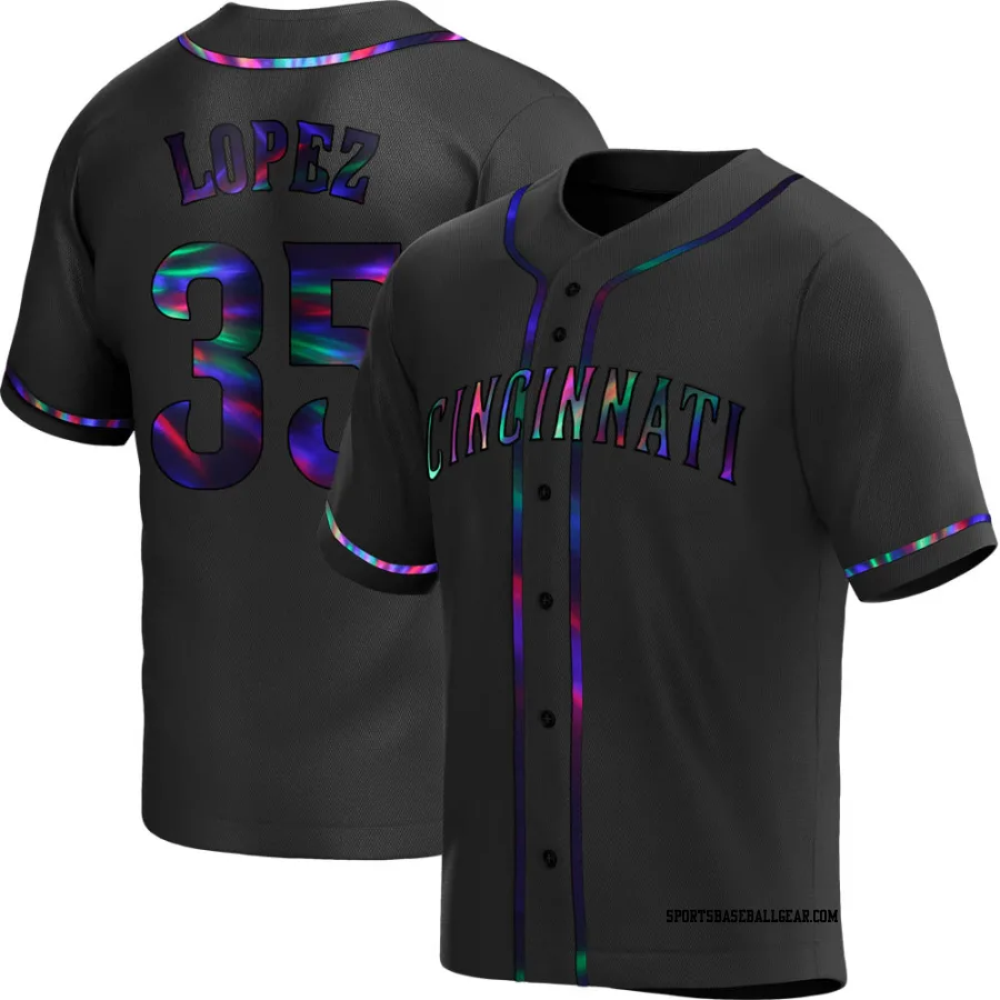 Alejo Lopez Youth Cincinnati Reds Black Holographic Replica Alternate Jersey